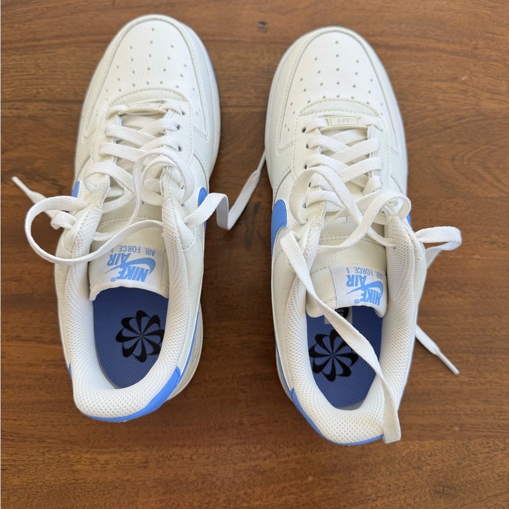Nike Air Force 1 White and Light Blue Shoes